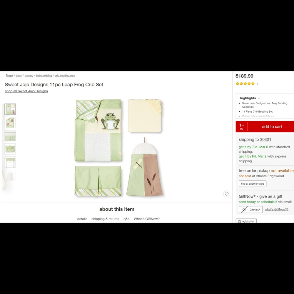 Sweet Jojo Designs Baby Bedding for Nursery